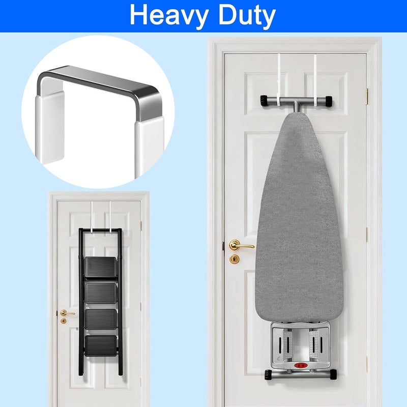 Mars-Rock Over The Door Metal Hooks with Plastic Coating 10" Fit 0.5" to 1 3/8" Door 4 Pcs Heavy Duty Single Towel Robe Rack Wreath Bathroom Shower Hanger Shoe Organizer Ironing Board Long White - Image 5